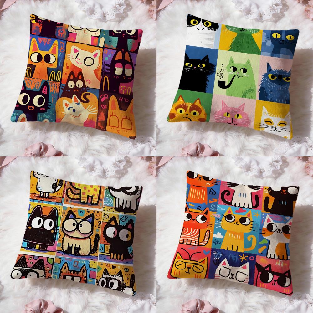 Interior Design Illustration - Grid animal illustration Cushion Cover Premium