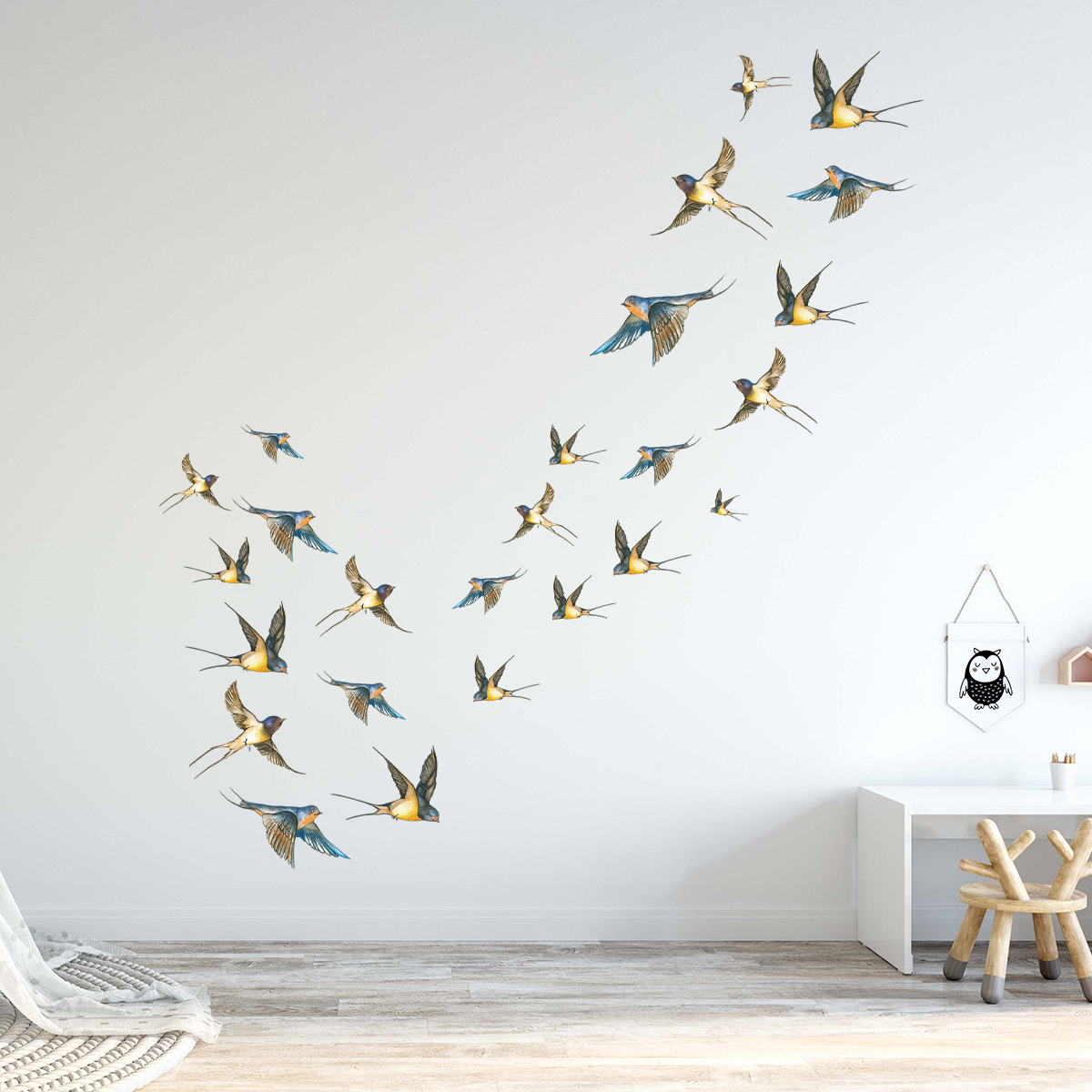 Interior Design Magazine - 4Pcs Watercolor Bird Wall Stickers for