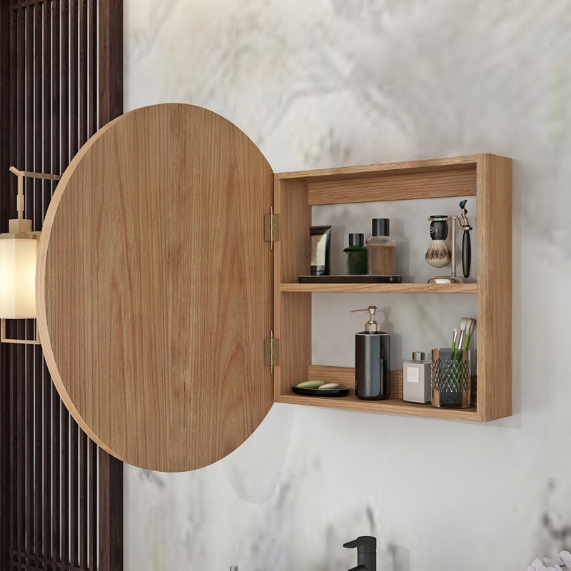 Rattan Mirror Round - Wall mounted bathroom cabinet mirror -50cm
