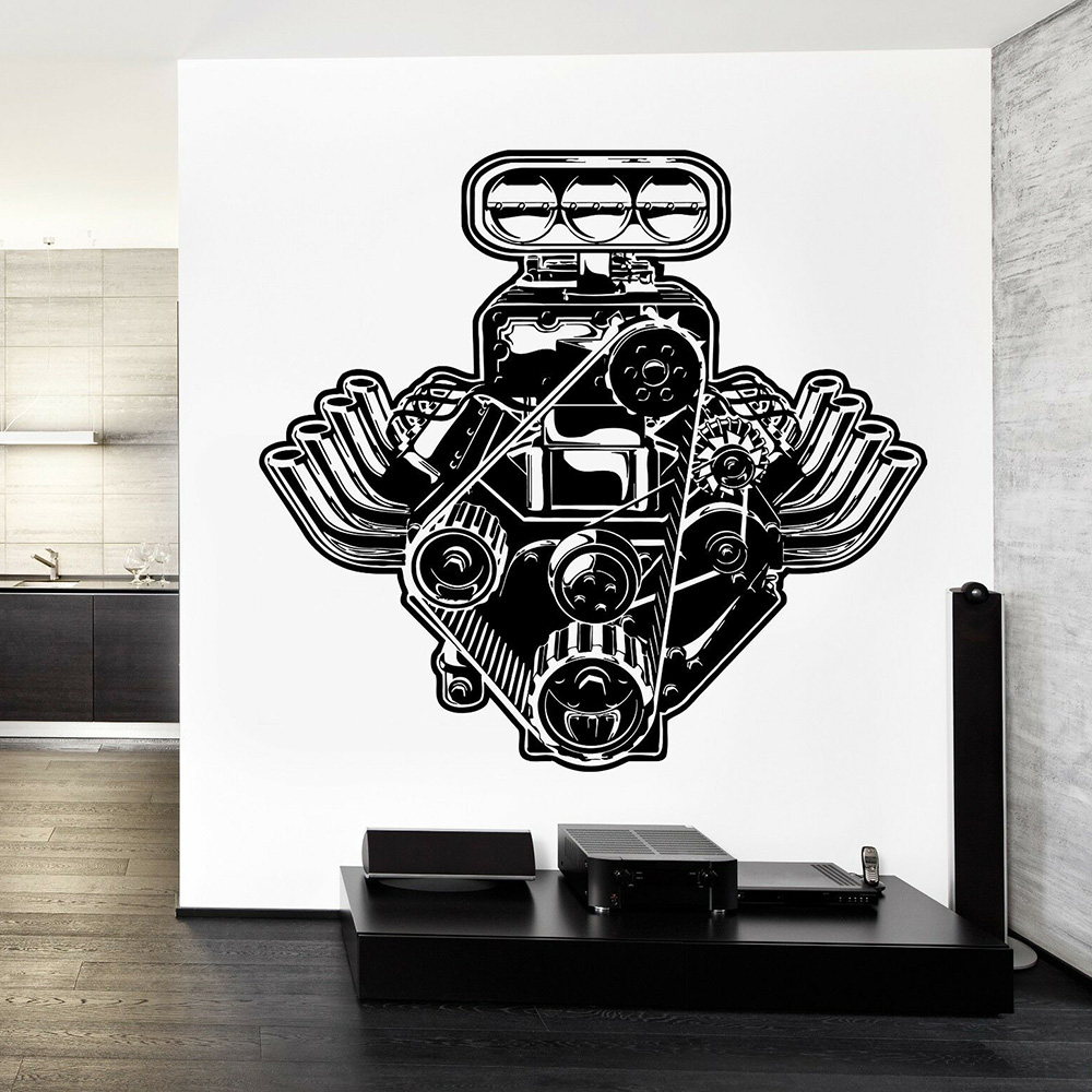 Car Motor Engine Wall Sticker  - Interior Design Magazine ulasan dan harga