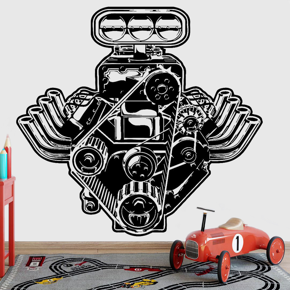 Car Motor Engine Wall Sticker  - Interior Design Magazine ulasan dan harga