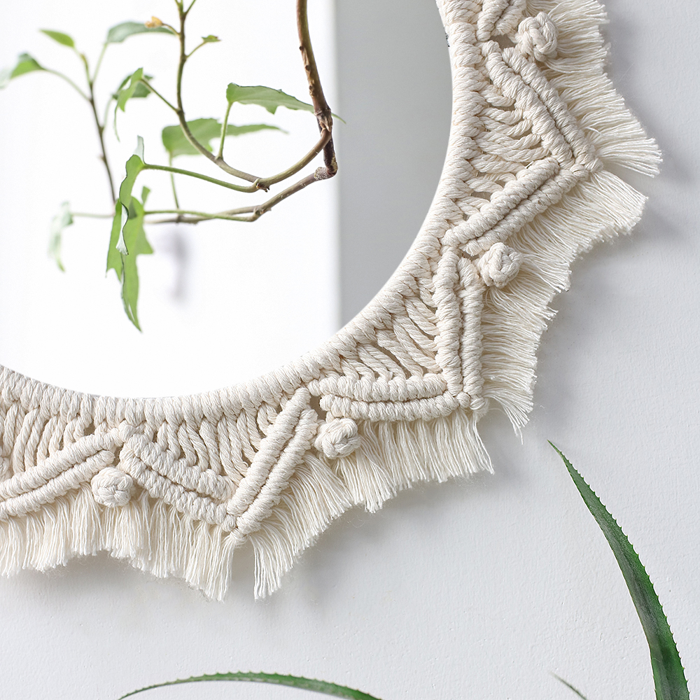 Boho Macrame Round Mirror Deco - Rattan Mirror Round ulasan dan harga