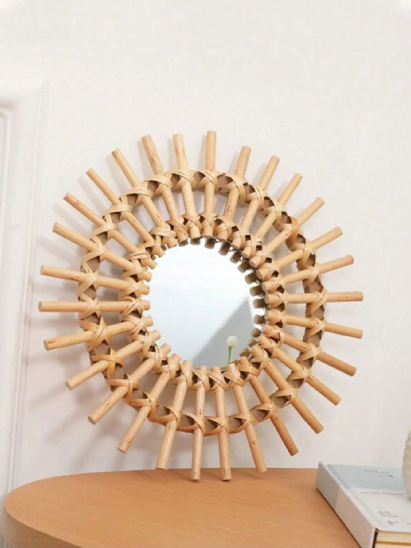 Boho Rattan Wall Mirror, Handm - Rattan Mirror Round ulasan dan harga