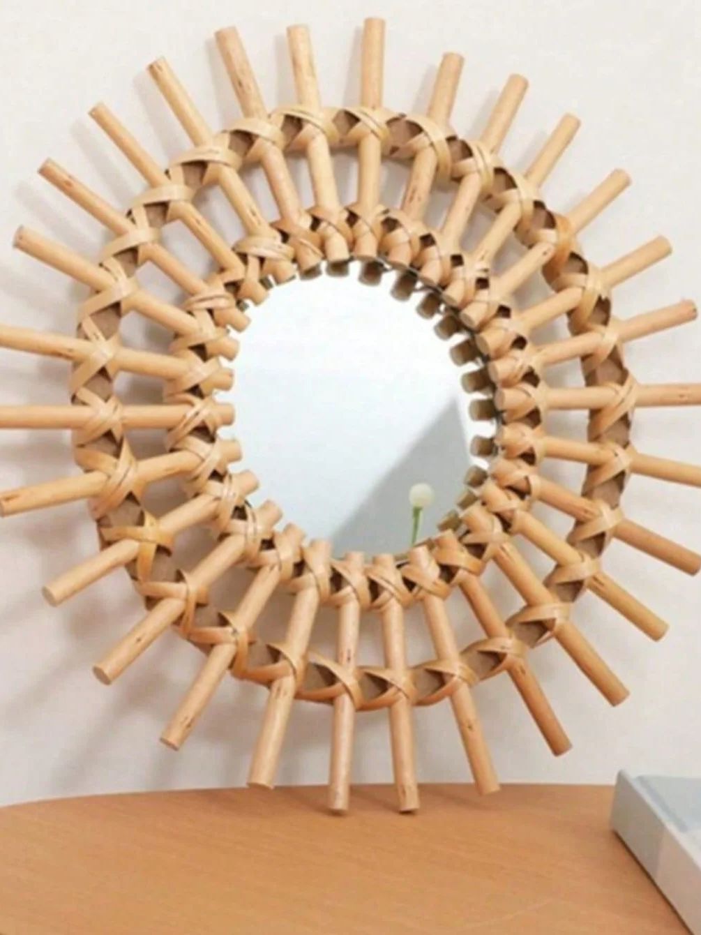 Boho Rattan Wall Mirror, Handm - Rattan Mirror Round ulasan dan harga