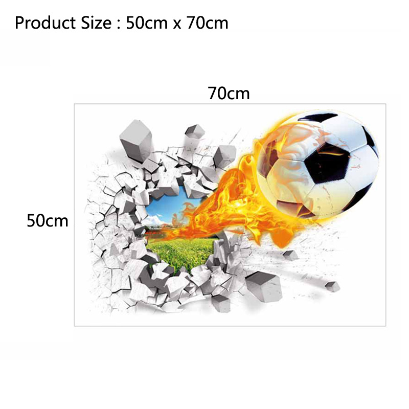 3D Football Broken Wall Sticke - Interior Design Magazine ulasan dan harga