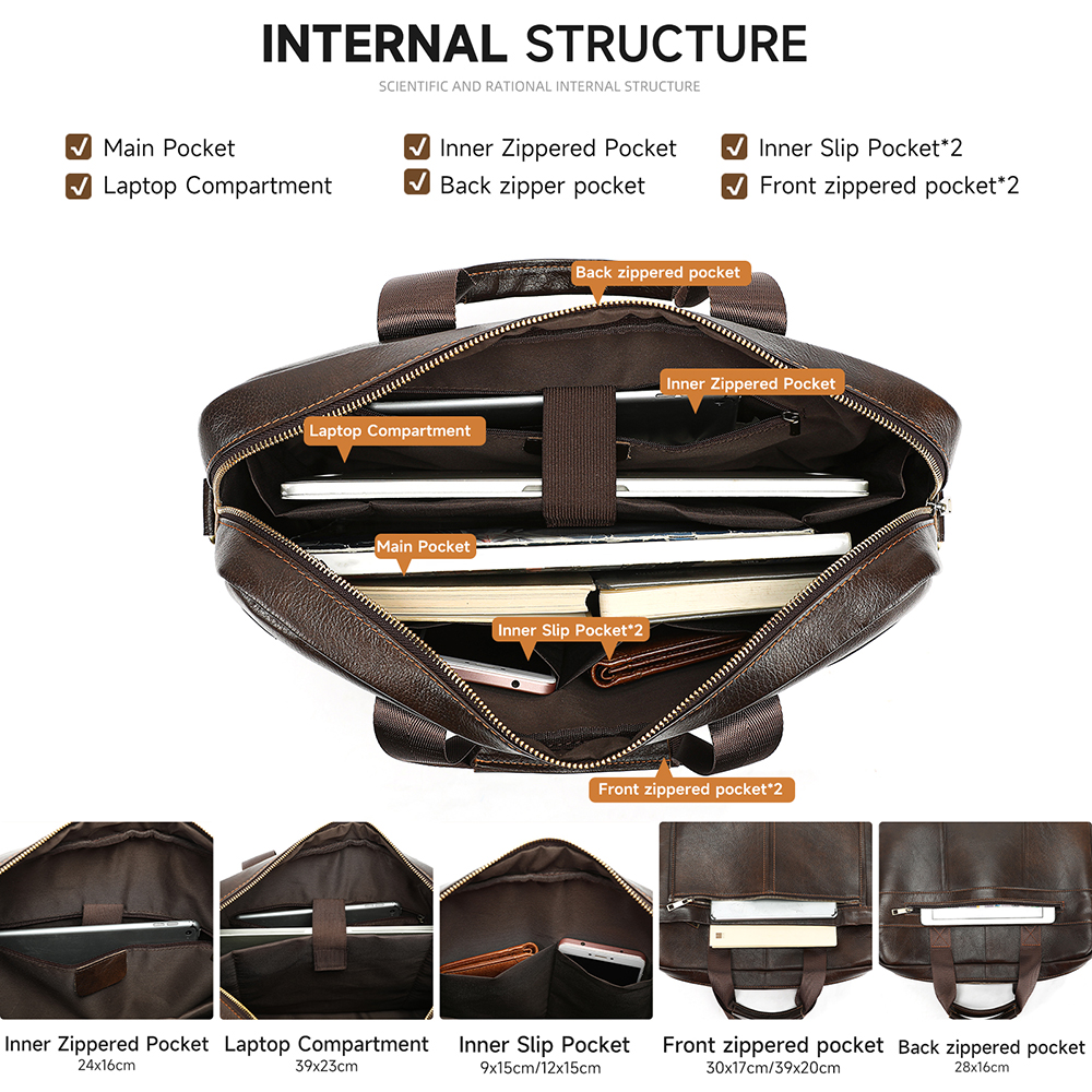 WESTAL 100% Leather Laptop Bag - Interior Design Documentation ulasan dan harga
