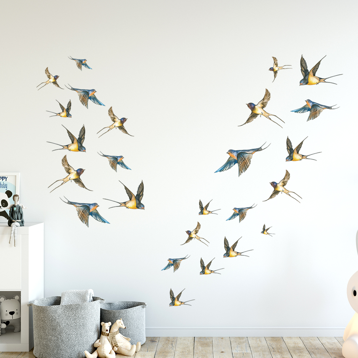 4Pcs Watercolor Bird Wall Stic - Interior Design Magazine ulasan dan harga