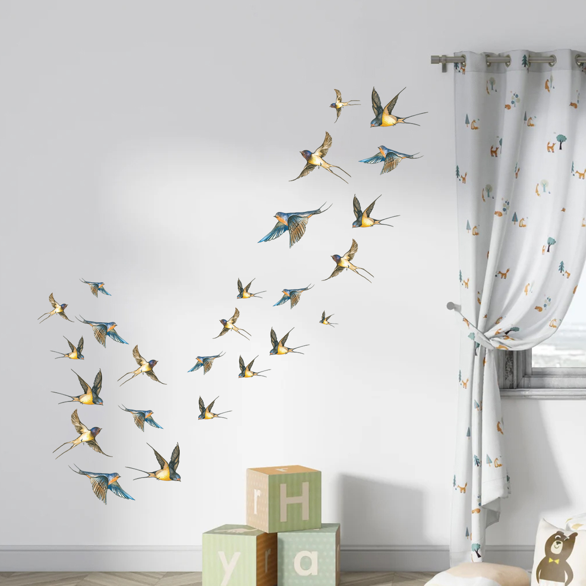 4Pcs Watercolor Bird Wall Stic - Interior Design Magazine ulasan dan harga