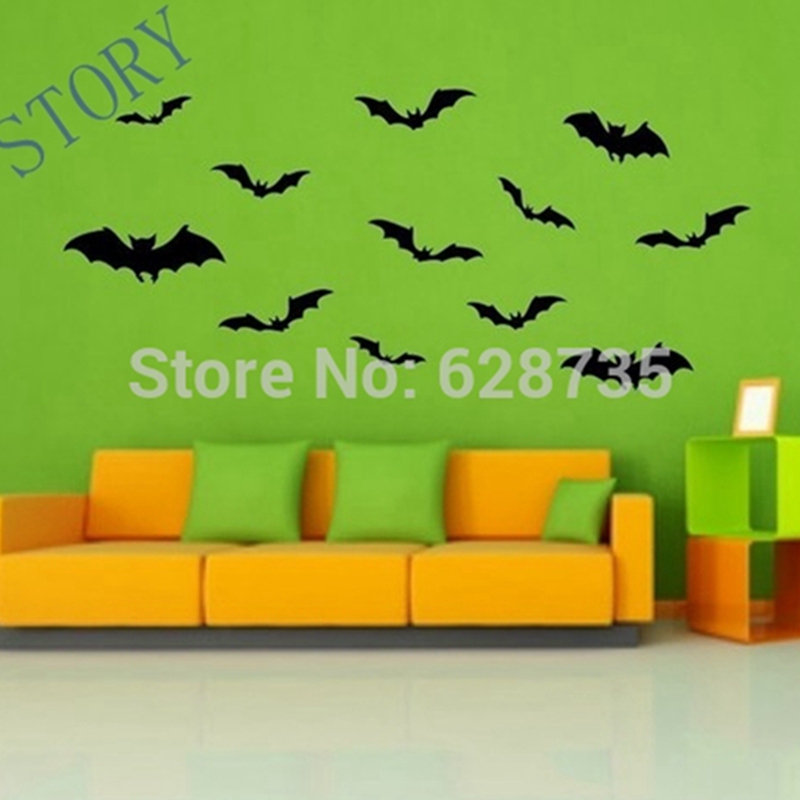 12pcs Bats Vinyl Wall Sticker  - Interior Design Magazine ulasan dan harga