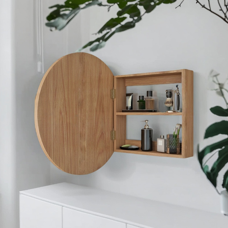 Wall mounted bathroom cabinet  - Rattan Mirror Round ulasan dan harga