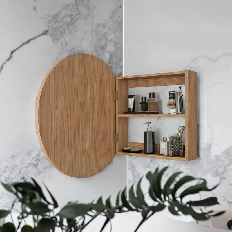 Wall mounted bathroom cabinet  - Rattan Mirror Round ulasan dan harga
