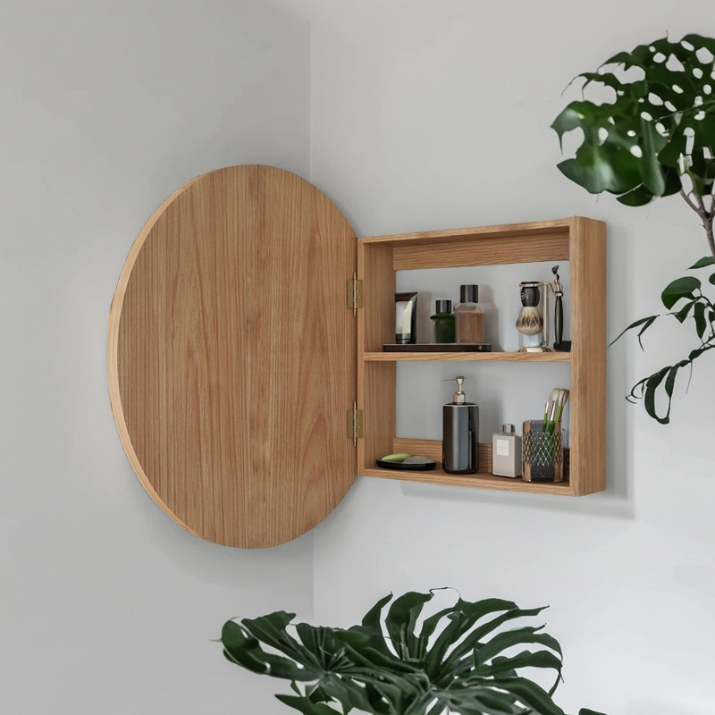 Wall mounted bathroom cabinet  - Rattan Mirror Round ulasan dan harga