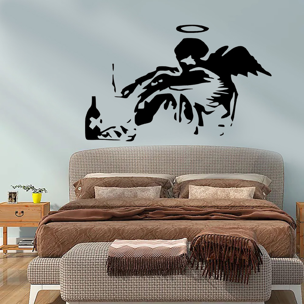 Banksy Fallen Angel Graffiti W - Interior Design Magazine ulasan dan harga