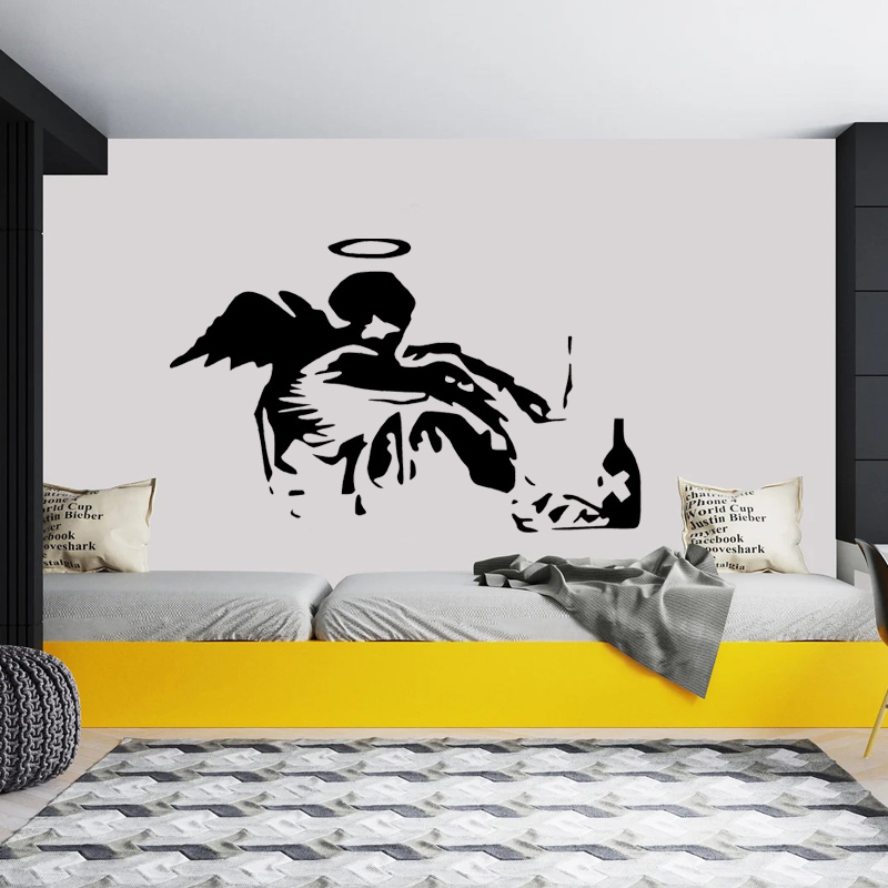 Banksy Fallen Angel Graffiti W - Interior Design Magazine ulasan dan harga