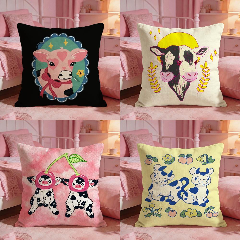 Cute Cow Illustration Cushion  - Interior Design Illustration ulasan dan harga