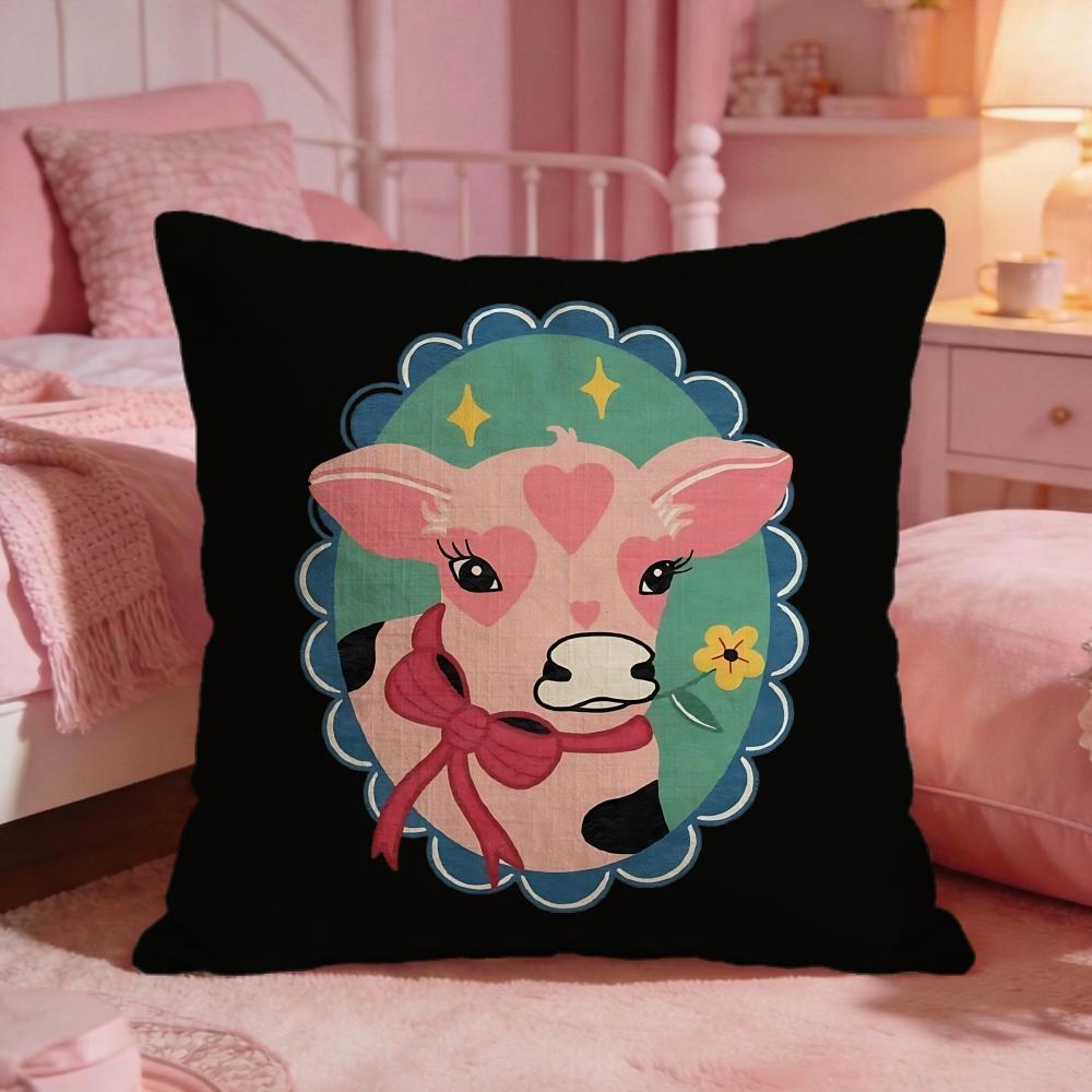 Cute Cow Illustration Cushion  - Interior Design Illustration ulasan dan harga